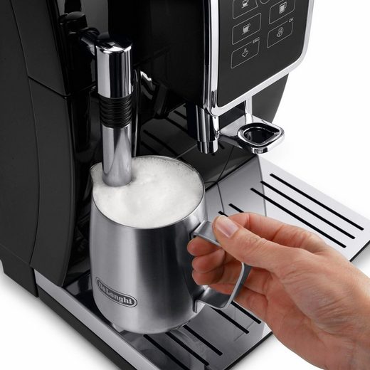 Dinamica ECAM358.15.B Kaffeevollautomat mit Long Coffee Funktion für Filterkaffee, Milchaufschäumdüse, 300g Bohnenbehälter und automatischer Reinigung in Schwarz